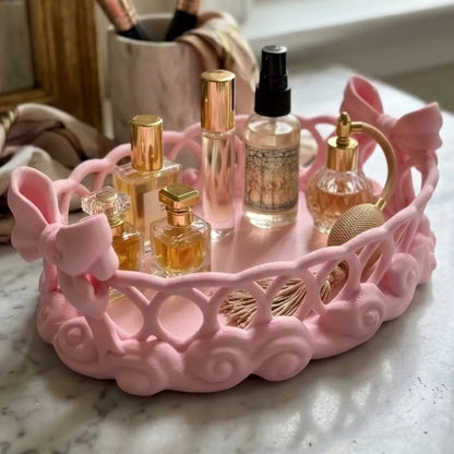 bowknot cloud hollow oval storage tray