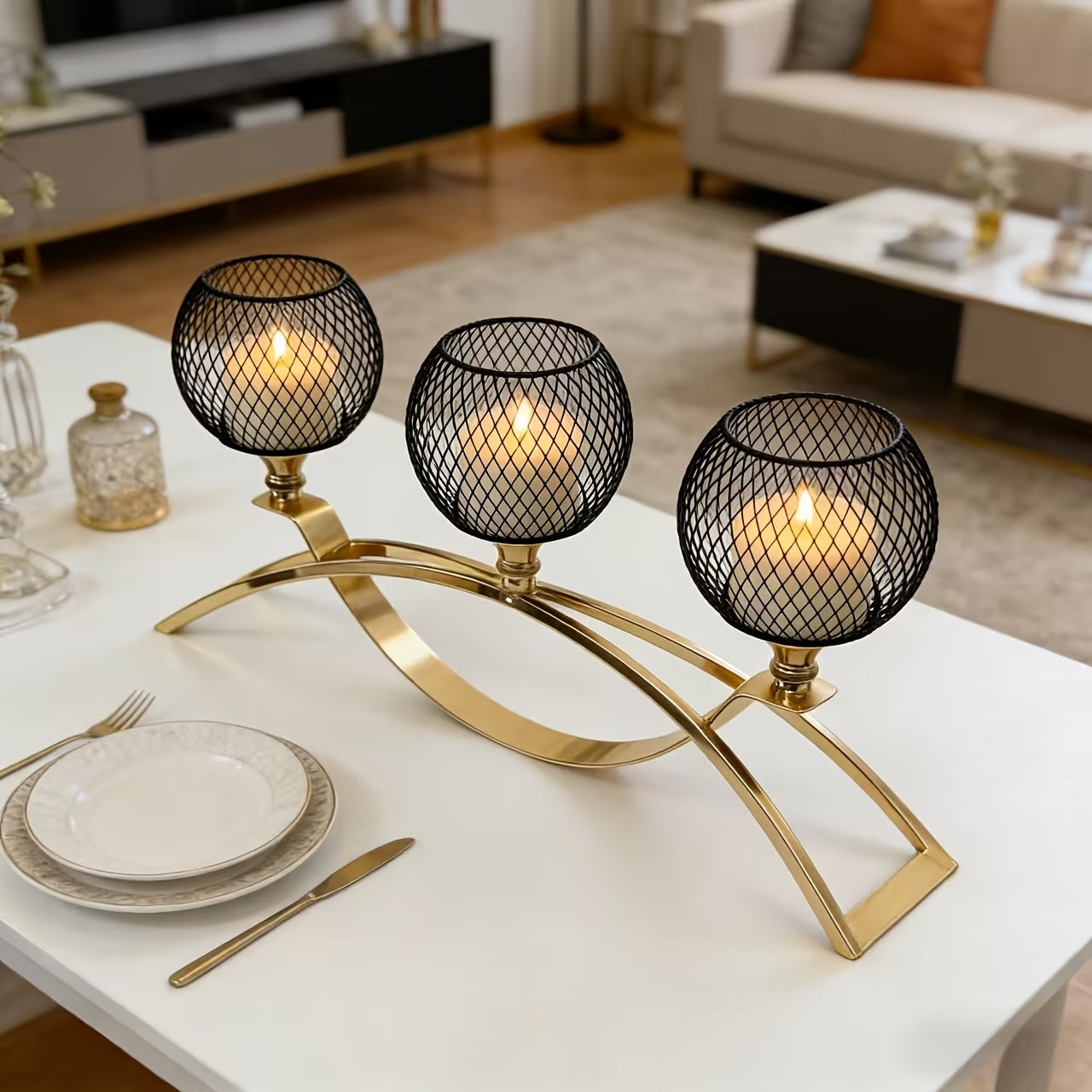 European-Style Wrought Iron Candlestick Dining Table Retro Ornaments Romantic Candlelight Dinner Decorations