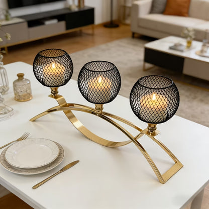 European-Style Wrought Iron Candlestick Dining Table