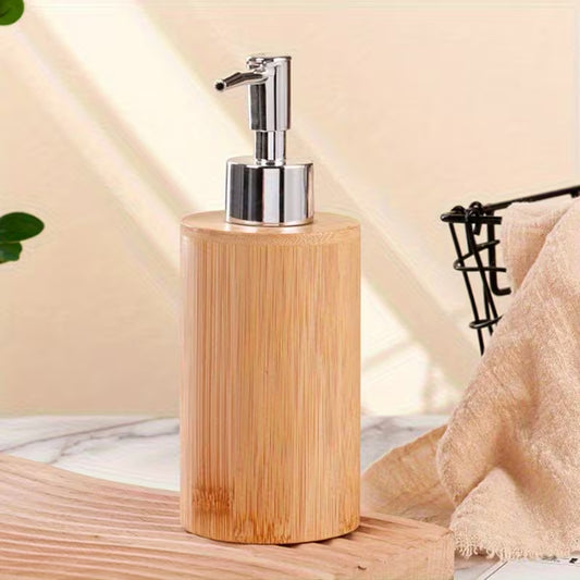 beige wooden soap dispenser