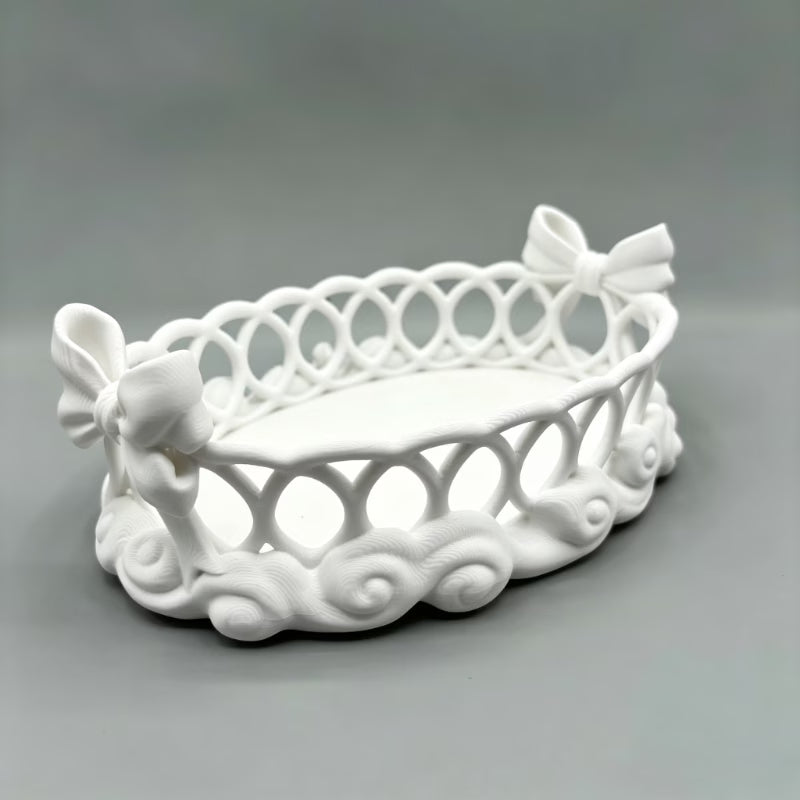bowknot cloud hollow oval storage tray