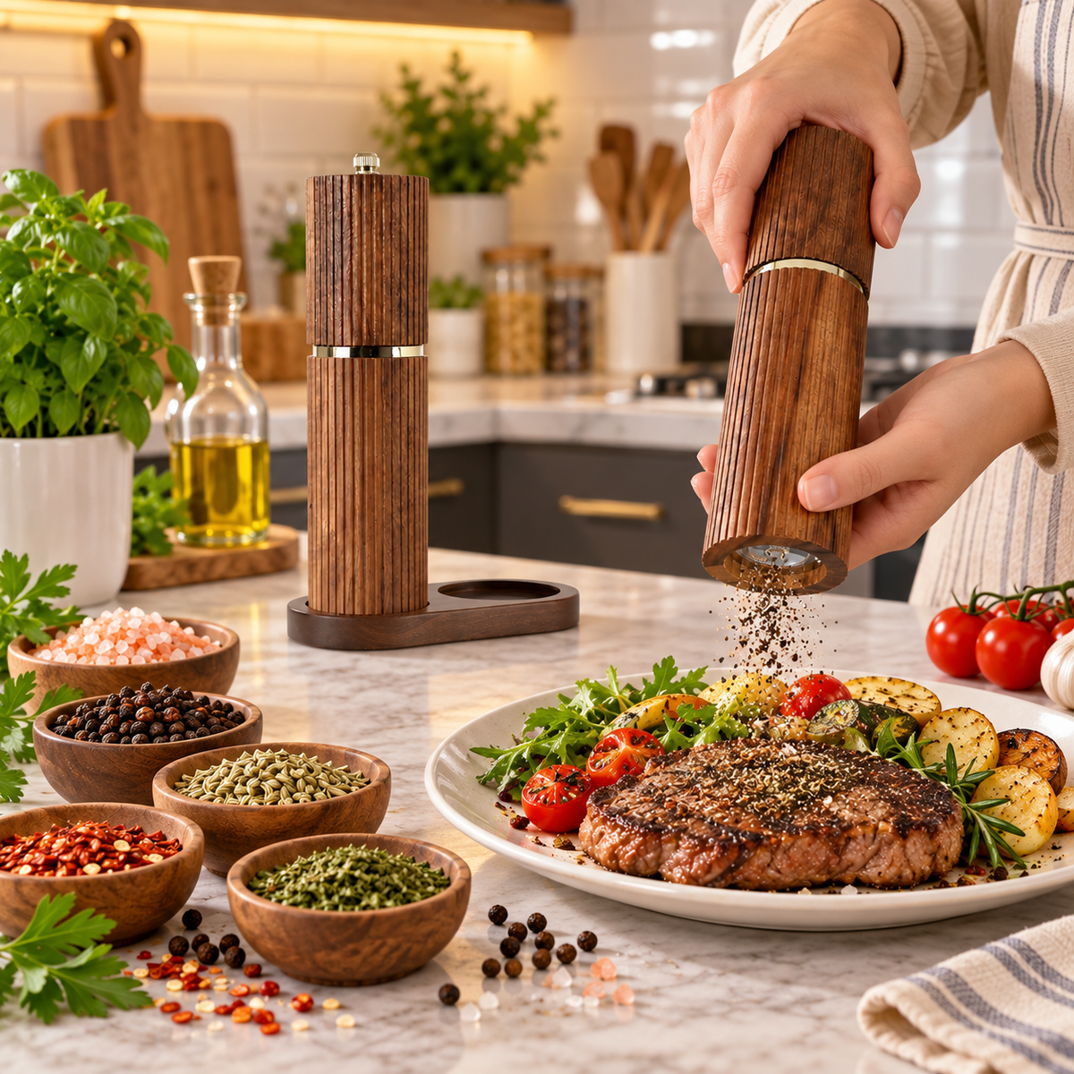 spices grinder wooden