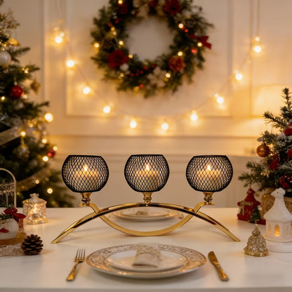 European-Style Wrought Iron Candlestick Dining Table