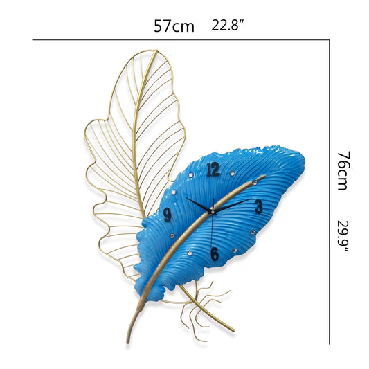Creative Feather Number Art Clock Living Room Wall Clock, 3D Stereoscopic Design Silent Large Size Wall Clock, Vertical Or Horizontal Hanging with Rotatable Dial, Hom