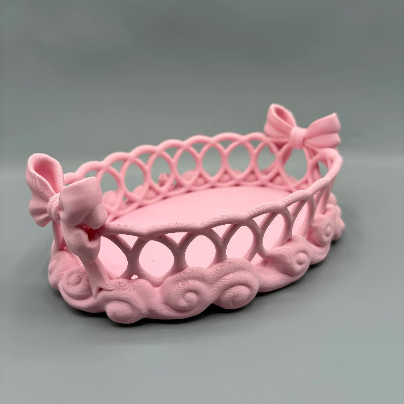 bowknot cloud hollow oval storage tray
