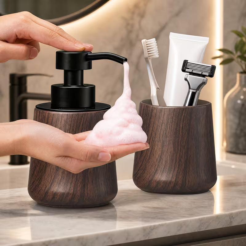 brown wooden soap dispenser
