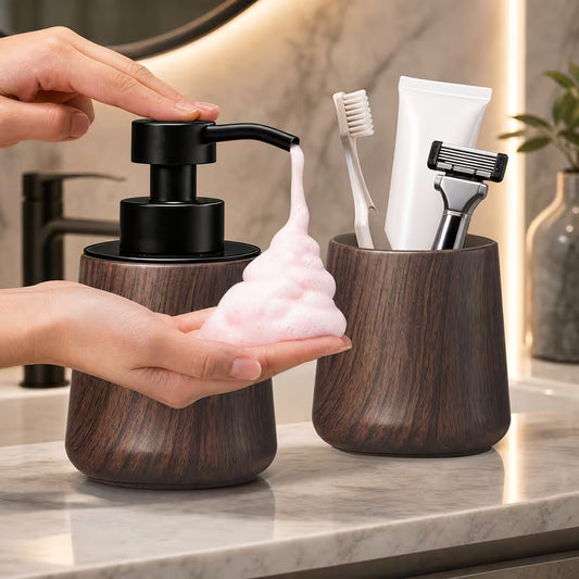 brown wooden soap dispenser