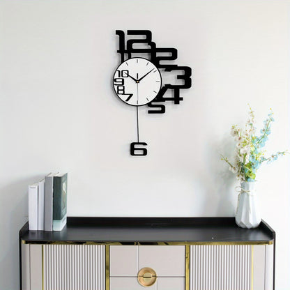 Modern Minimalist Metal + Wood Creative Wall Clock