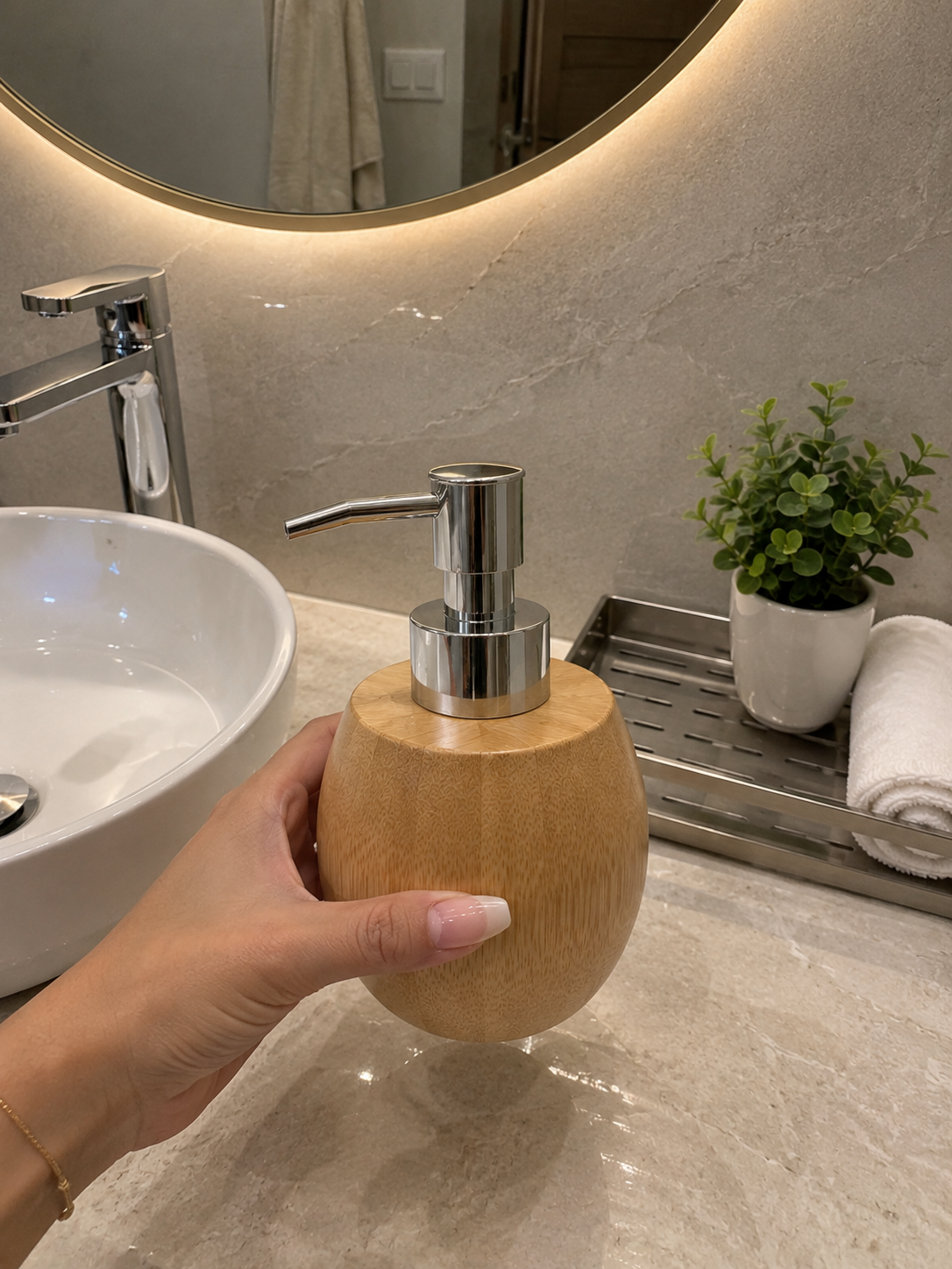 wooden soap dispenser