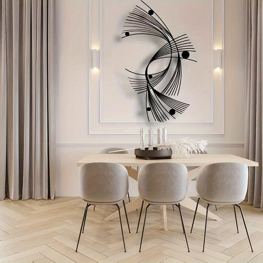 1pc modern abstract geometric metal wall art, minimalist linear art, suitable for home, office, indoor/outdoor sign, metal cut linear art. Easy to hang,halloween
