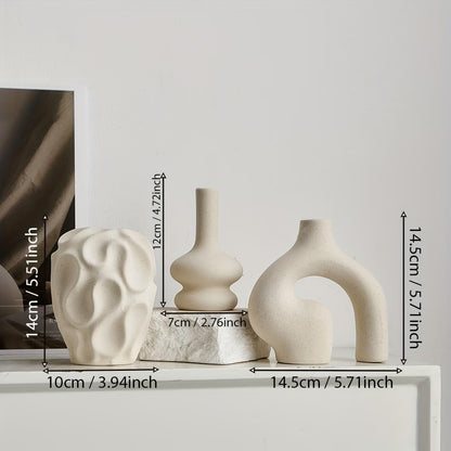 3pcs Boho Ceramic Vase Set - Modern Nordic