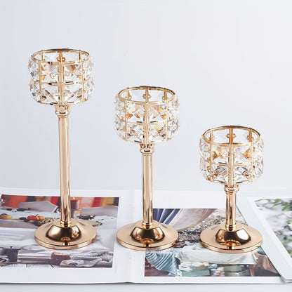3pcs European-Style Mini Crystal Candlestick