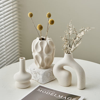 3pcs Boho Ceramic Vase Set - Modern Nordic