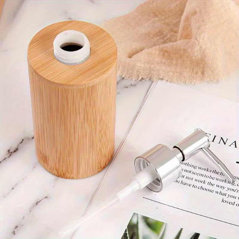 beige wooden soap dispenser