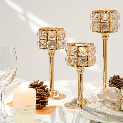 3pcs European-Style Mini Crystal Candlestick